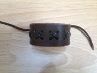 Lederarmband mit Zierflechtung 4 cm breit mit Lederband, Knopfnieten oder Druckkn?pfen